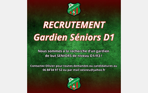 Recherche gardien de but Seniors...