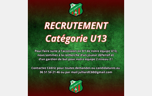 Recherche joueurs U13...